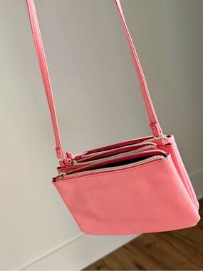 Pink Triple-Zip Crossbody Bag